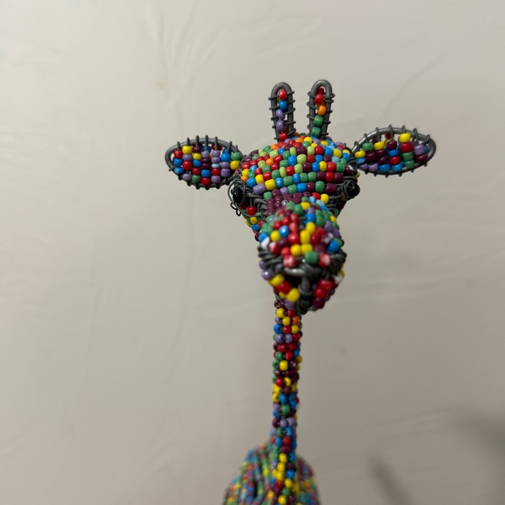 Handcrafted Color Beaded Wire African Sculpture Decoration 13" H Unique Abstract - Picture 3 of 7